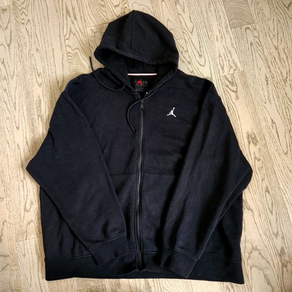 Nike Black Zip-Up Hoodie with White Jumpman Logo